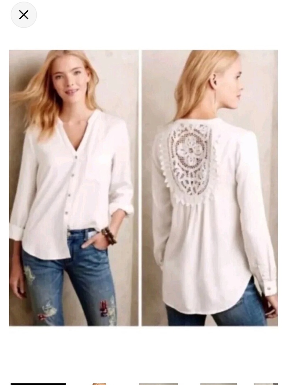 Anthropologie Holding Horses Prairie Lace Shirt XS